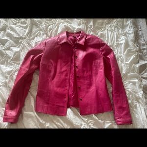 Magenta Pink Leather Jacket